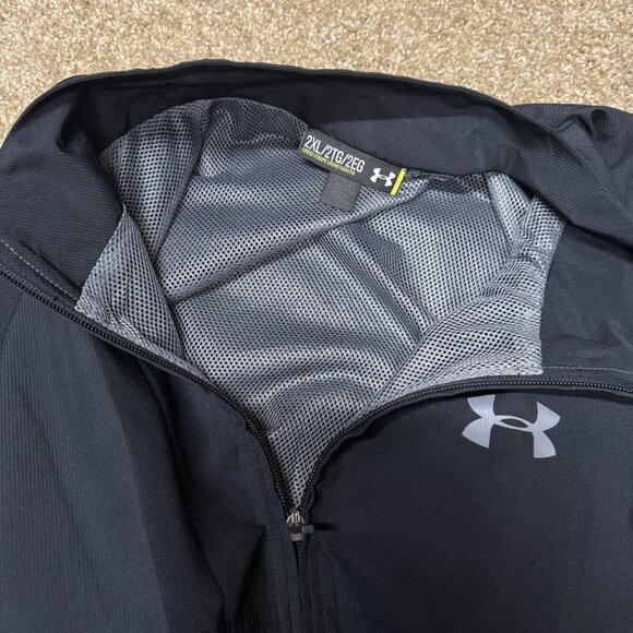 Under Armour Vital Woven Warm-Up Jacket Mens 2XL Black Mesh Lined Workout Loose - Picture 13 of 16